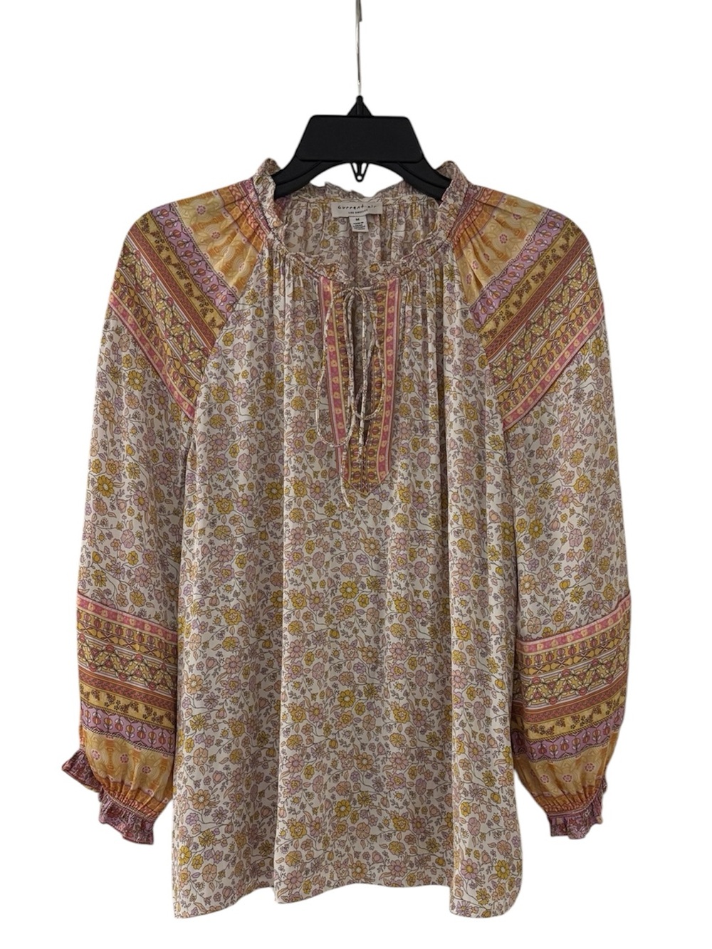 CURRENT AIR X ANTHROPOLOGIE Pastel Floral Peasant Blouse in Lavender and Pink